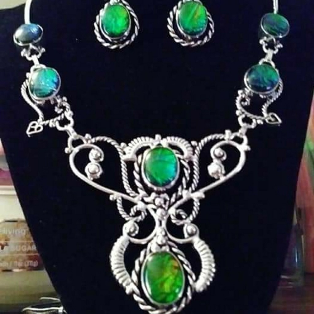 Dichroic BioColor Glass 925 2-Piece Jewelry Set